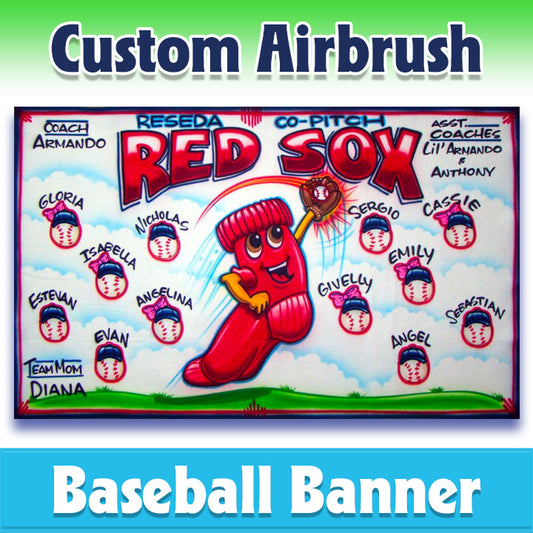 Airbrush Baseball Banner - Red Sox -1007
