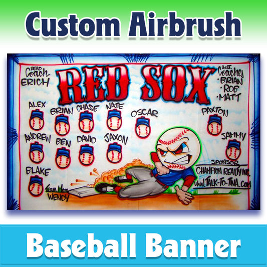 Airbrush Baseball Banner - Red Sox -1008