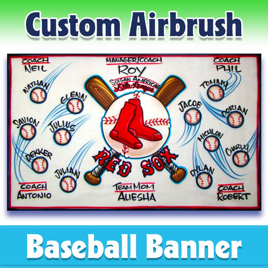 Airbrush Baseball Banner - Red Sox -1009