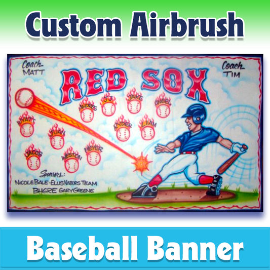 Airbrush Baseball Banner - Red Sox -1010