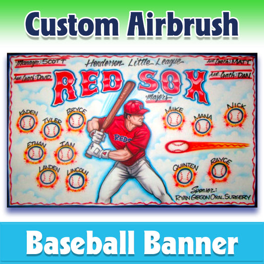 Airbrush Baseball Banner - Red Sox -1011