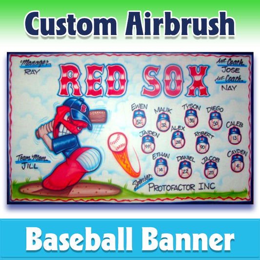 Airbrush Baseball Banner - Red Sox -1012