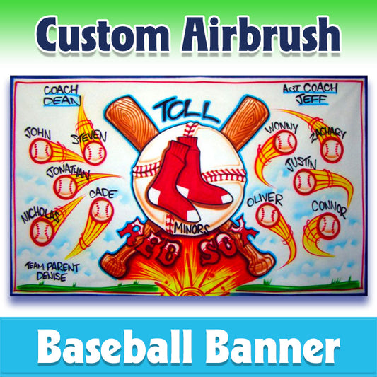 Airbrush Baseball Banner - Red Sox -1014