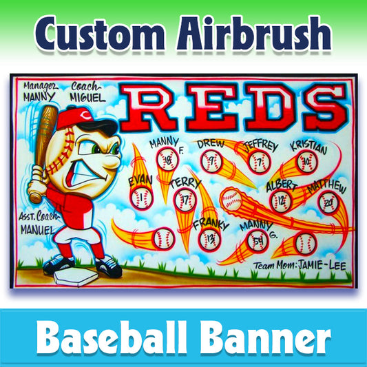 Airbrush Baseball Banner - Reds -1001