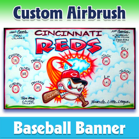 Airbrush Baseball Banner - Reds -1002