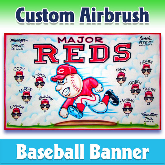 Airbrush Baseball Banner - Reds -1003