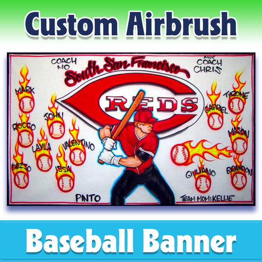 Airbrush Baseball Banner - Reds -1005