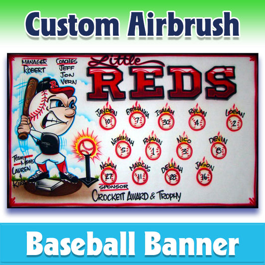Airbrush Baseball Banner - Reds -1006