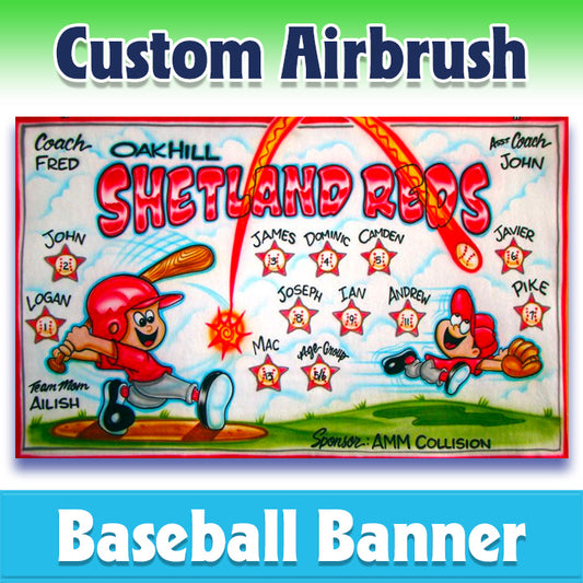 Airbrush Baseball Banner - Reds -1007
