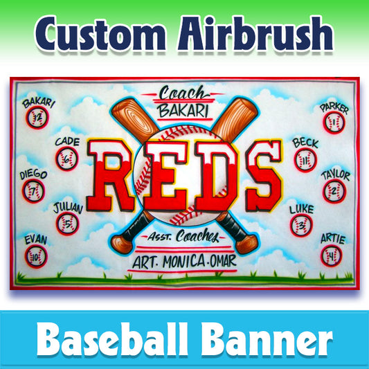 Airbrush Baseball Banner - Reds -1008