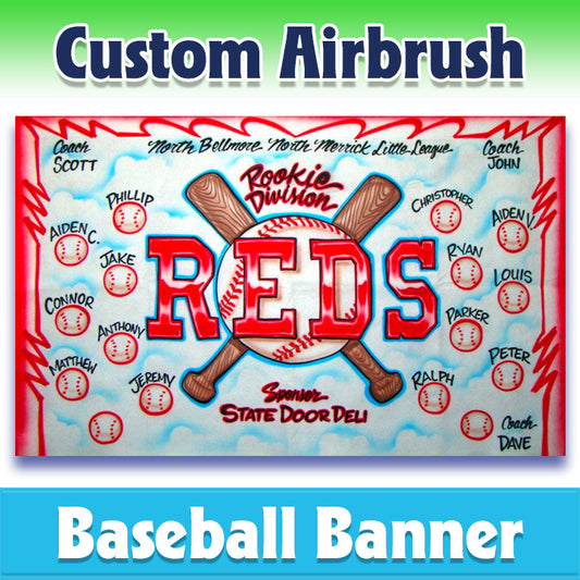 Airbrush Baseball Banner - Reds -1010