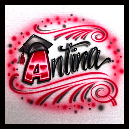 Custom Airbrushed Graduation Name Shirt – Cap & Swirl Design