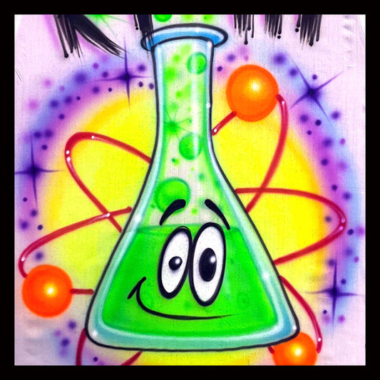 Airbrush T-shirt - Science flask - Atoms * Chemistry - Your Name - School