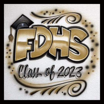 Airbrush T-shirt  - Graduation - Block Letters - Includes Year - You choose colors