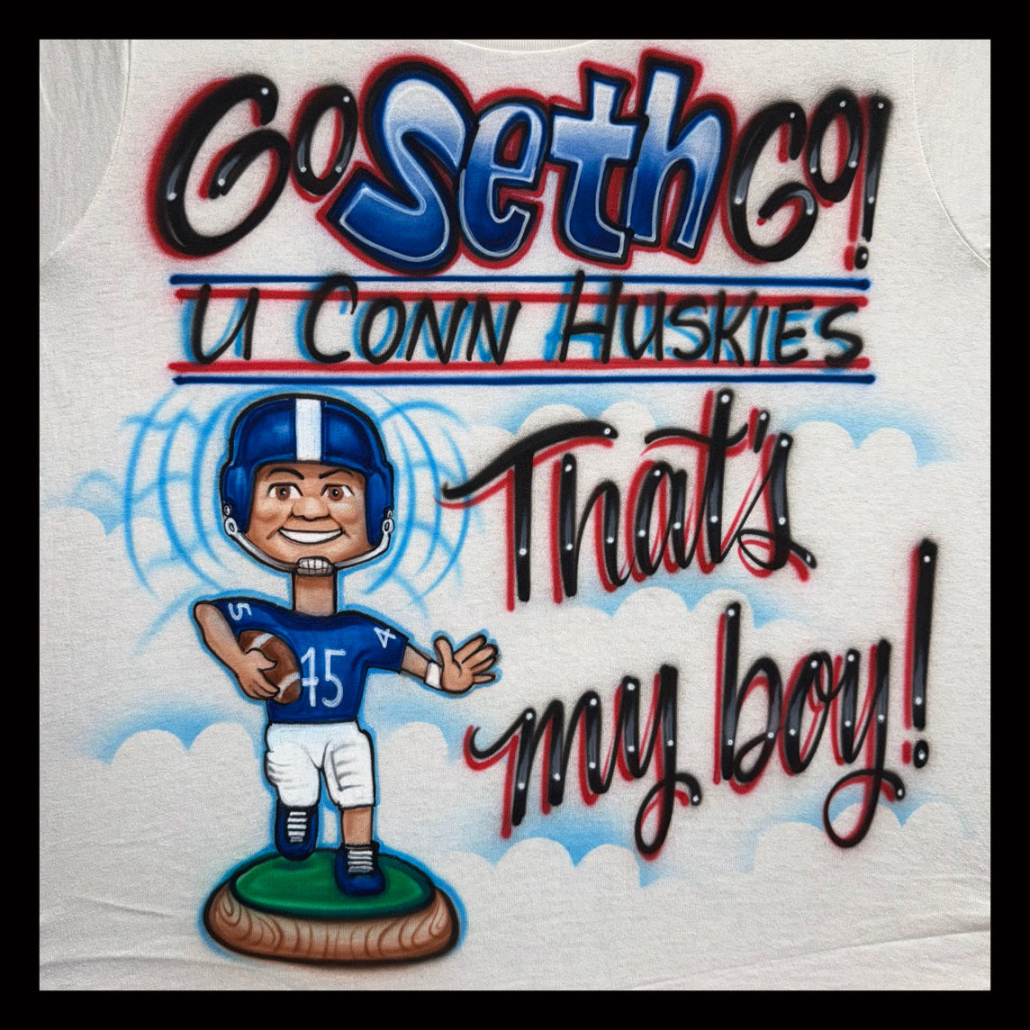 Custom Airbrushed Football T-Shirt – Personalized Gift – 'Go Player Go!'