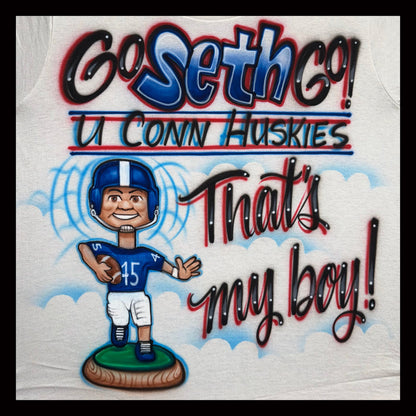 Custom Airbrushed Football T-Shirt – Personalized Gift – 'Go Player Go!'