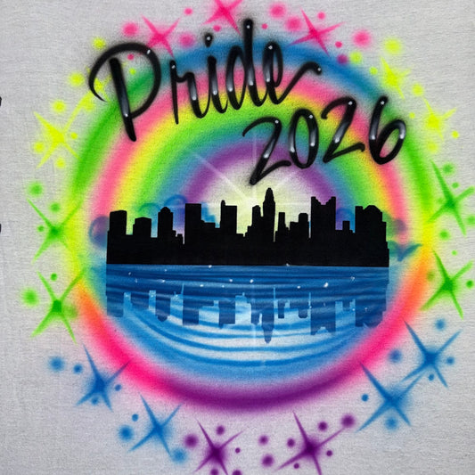 Pride 2026 Skyline Airbrush Rainbow Shirt