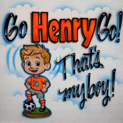 Custom Airbrushed Soccer T-Shirt with Jersey Number – 'Go Player Go!'