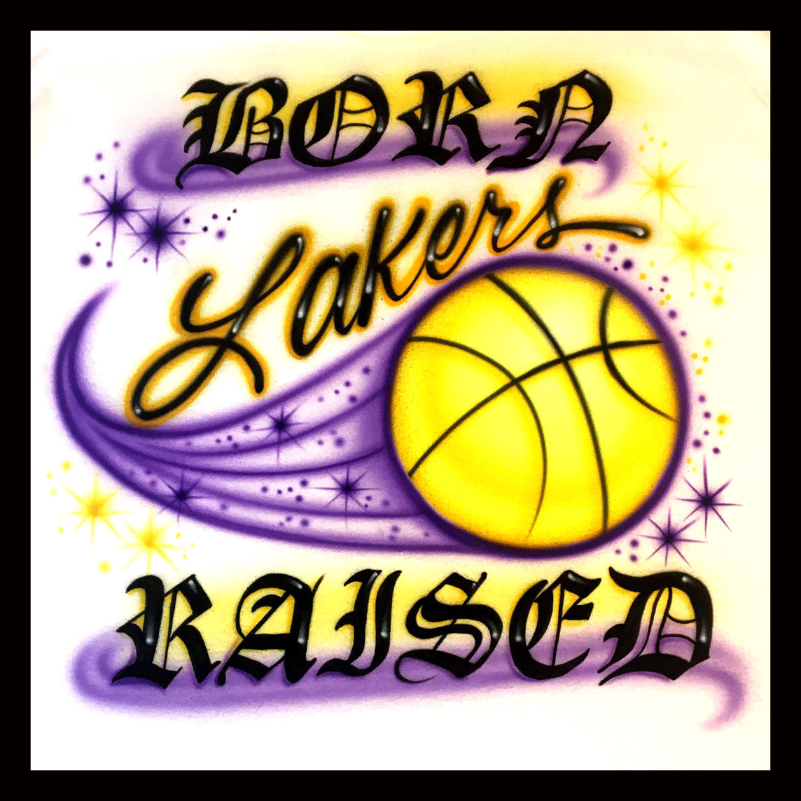 Airbrush  T-shirt - Lakers - Airbrushed T-Shirt - Your Name - Personalized Gift