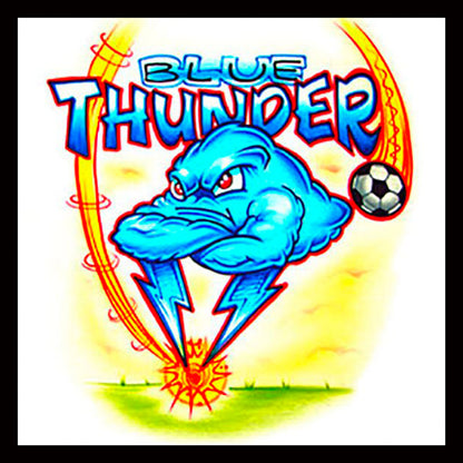 Airbrush T-shirt - Soccer - Blue Thunder - Airbrushed T-Shirt - Personalized Gift - Custom Gift -Soccer T-Shirt