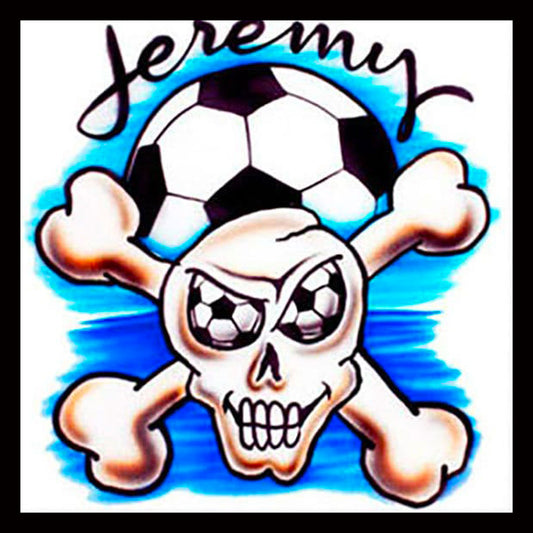 Airbrush  T-shirt - Soccer Skull - You Choose Wording