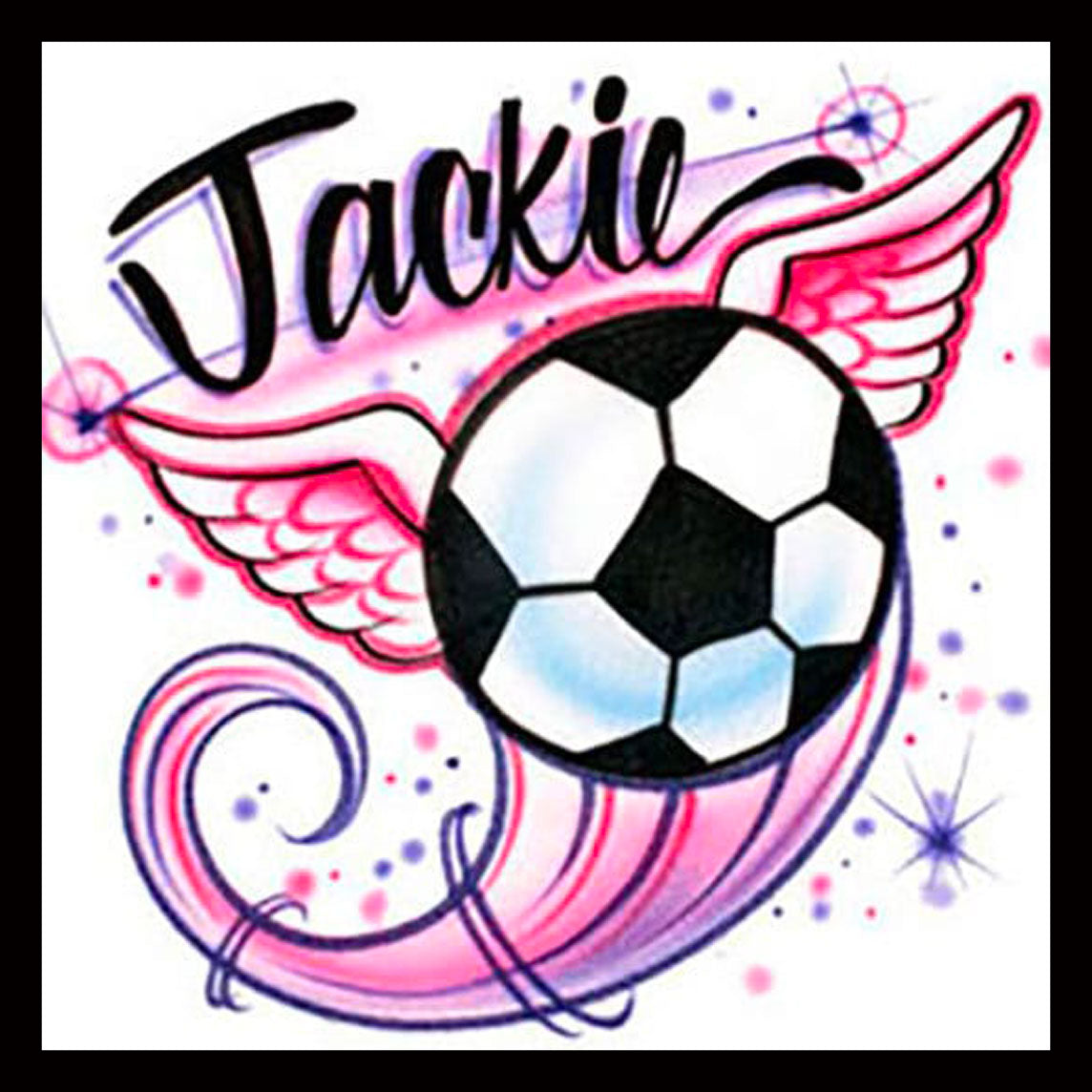 Airbrush T-shirt * Soccer Ball with Wings* Your Name