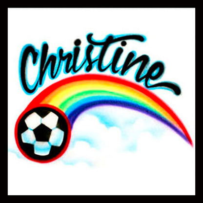 Airbrush T-shirt - Soccer Ball - Rainbow - Your Name - Airbrushed T-Shirt - Personalized - Gift