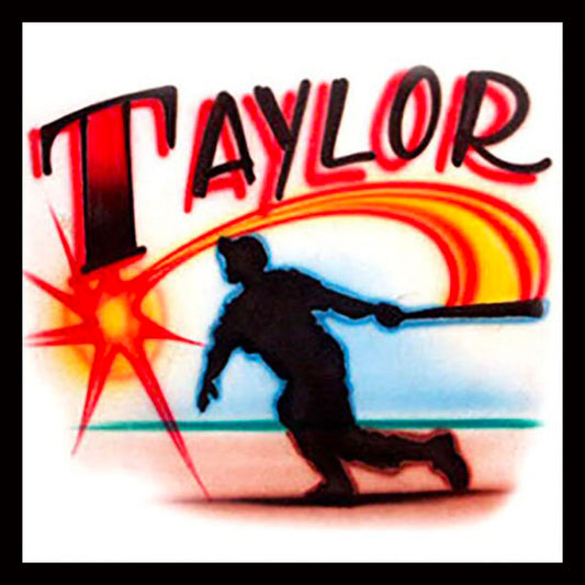 Airbrush T-Shirt - Baseball Batter - Your Name