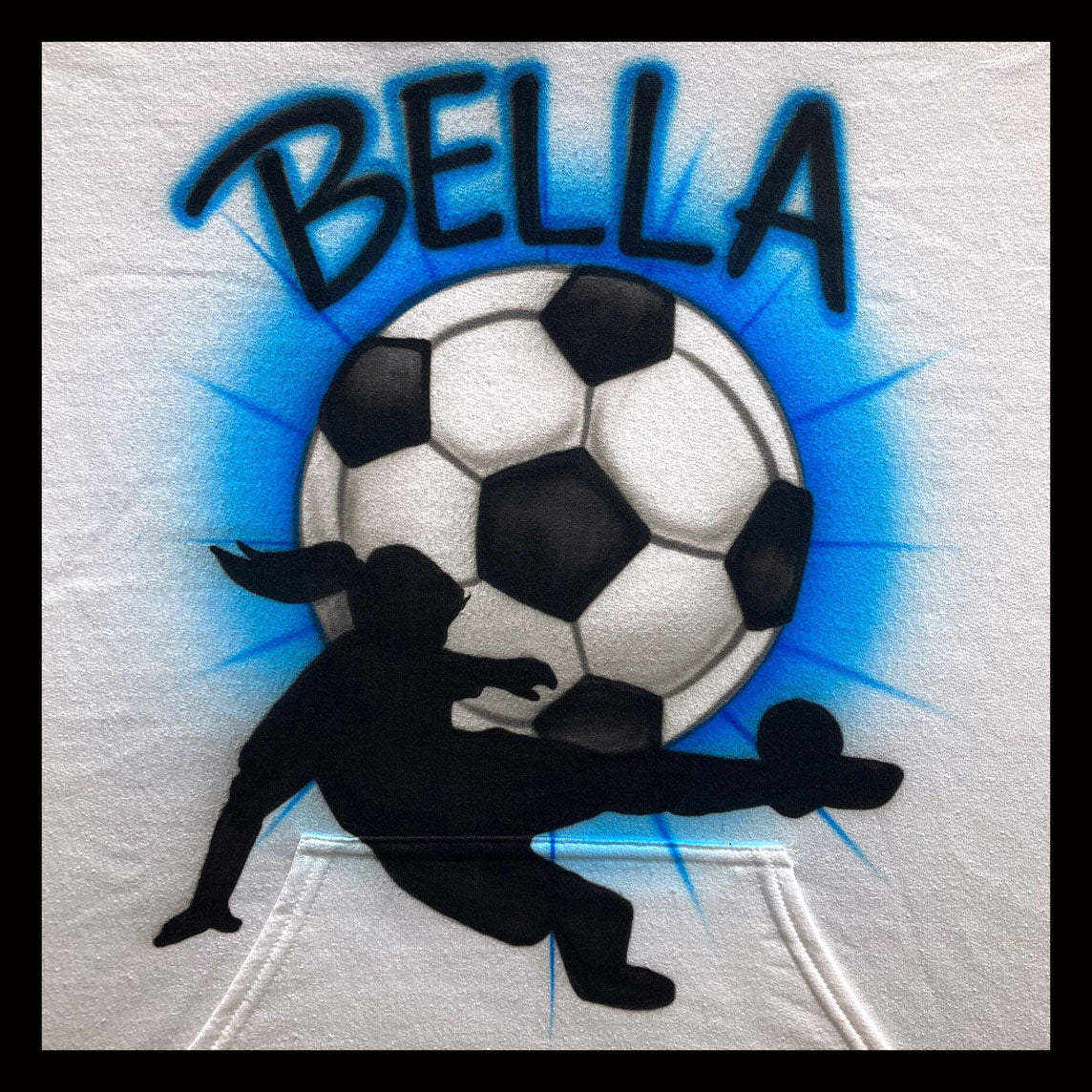 Airbrush T-shirt - Soccer Ball - Your Name - Airbrushed T-Shirt - Personalized - Female - You Choose Name