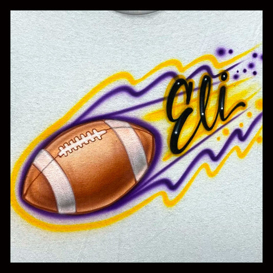 Airbrush T-shirt * Football * Your Name or Word * Your Colors