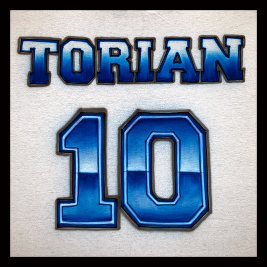 Name and Jersey number airbrushed tee - You choose colors