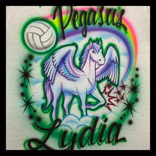 Airbrushed Pegasus Volleyball T-shirt - Your Sport