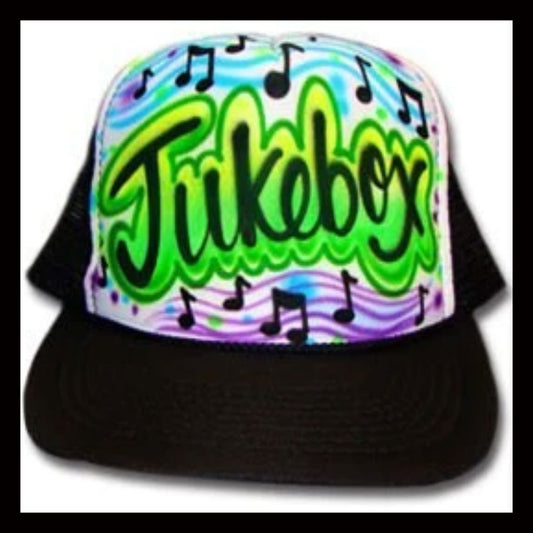 Airbrush Trucker Hat *  Music * Jukebox * You Choose Wording