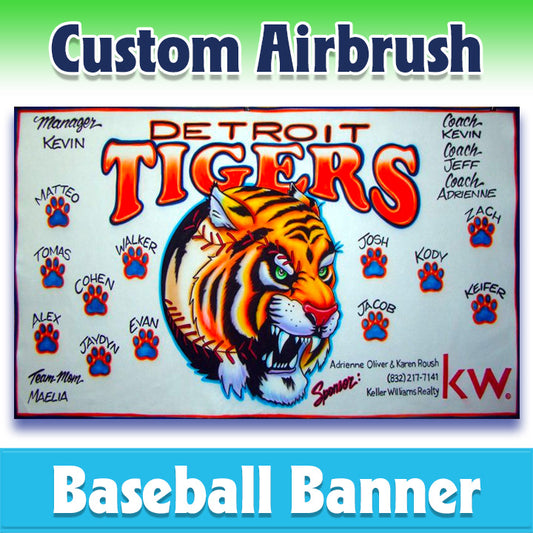 Airbrush Baseball Banner - Tigers -1003