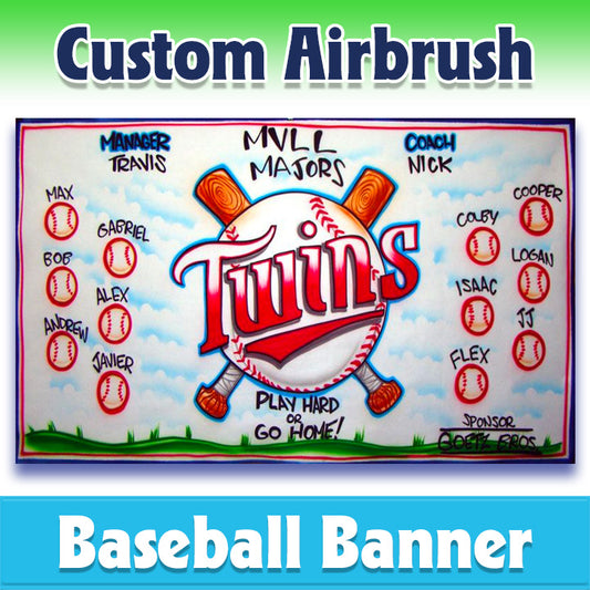 Airbrush Baseball Banner - Twins -1003