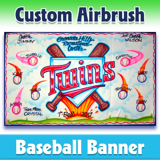 Airbrush Baseball Banner - Twins -1004