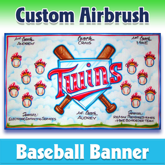 Airbrush Baseball Banner - Twins -1010