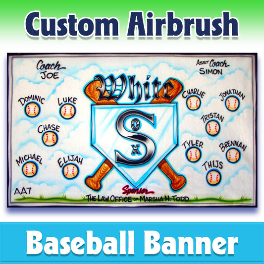 Airbrush Baseball Banner - White Sox -1007