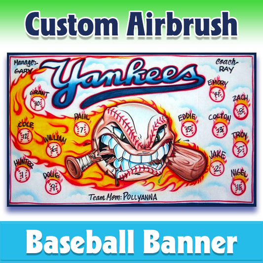 Airbrush Baseball Banner - Yankees -1001