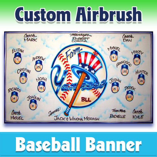 Airbrush Baseball Banner - Yankees -1004