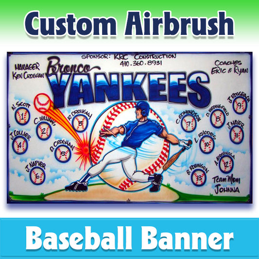 Airbrush Baseball Banner - Yankees -1007