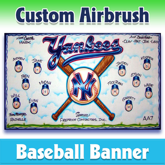 Airbrush Baseball Banner - Yankees -1008