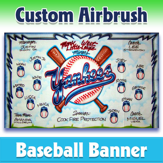 Airbrush Baseball Banner - Yankees -1010