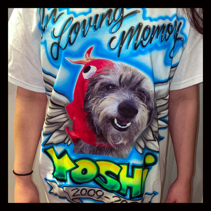 Airbrush T-Shirt - Photo transfer - Pet Memorial  - In Loving Memory 
