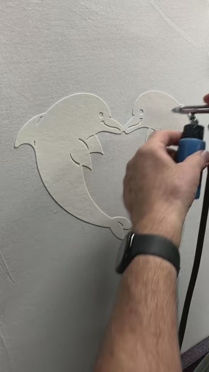 Connected Airbrushed Tee — Twin Dolphins Heart & Sunset Beach