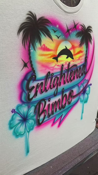 Enlightened Bimbo Airbrush Sunset Heart Shirt