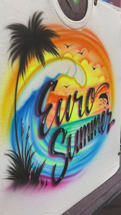 Euro Summer Airbrushed Wave Sunset Shirt