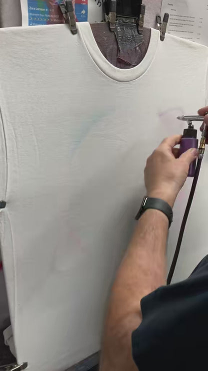 Saturn’s Return Airbrushed Tee — Neon Planet Saturn Full-Front Design