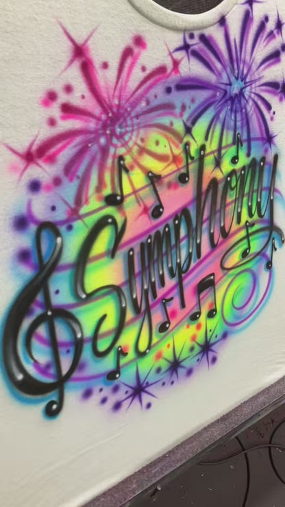 Symphony Airbrushed Music Fireworks Shirt