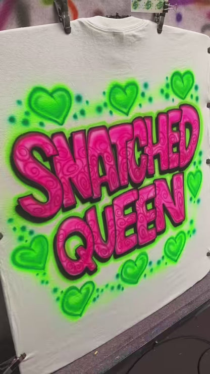 Snatched Queen Airbrushed Graffiti Heart Shirt